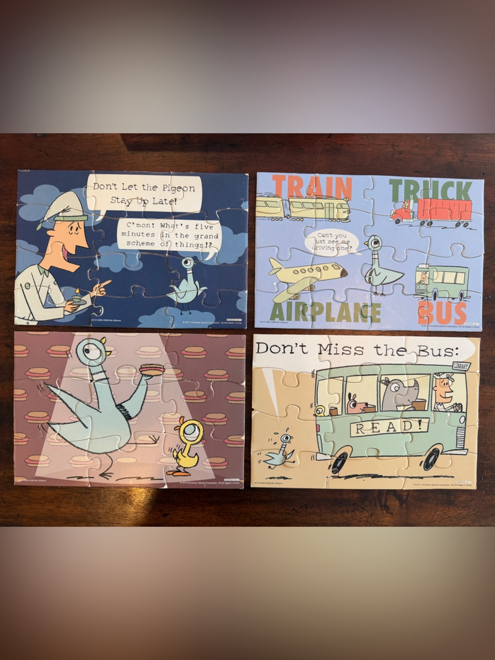 The Pigeon Wants a Puzzle 4-in-1 Wooden Jigsaw Set BePuzzled 2011 Mo Willems